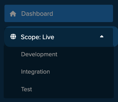 Scopes can be located in the top left of your navigation.