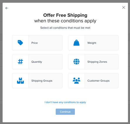 A screenshot of the conditions step