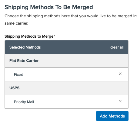 Shipping Methods to be merged