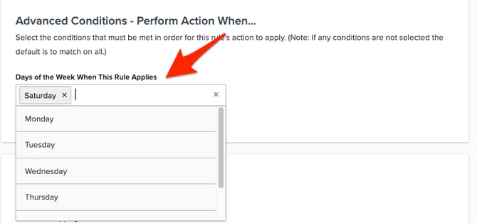 Days of the Week When this Rule Applies