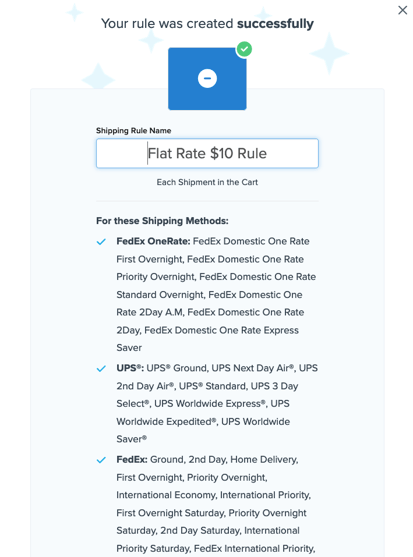 Example showing summary of the shipping rule.