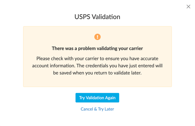 UPS Validation error in ShipperHQ Wrong account details entered