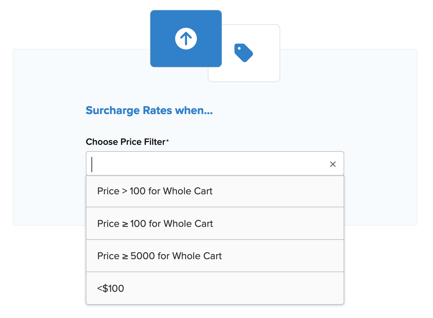 Select an existing price filter to be used in the rule.