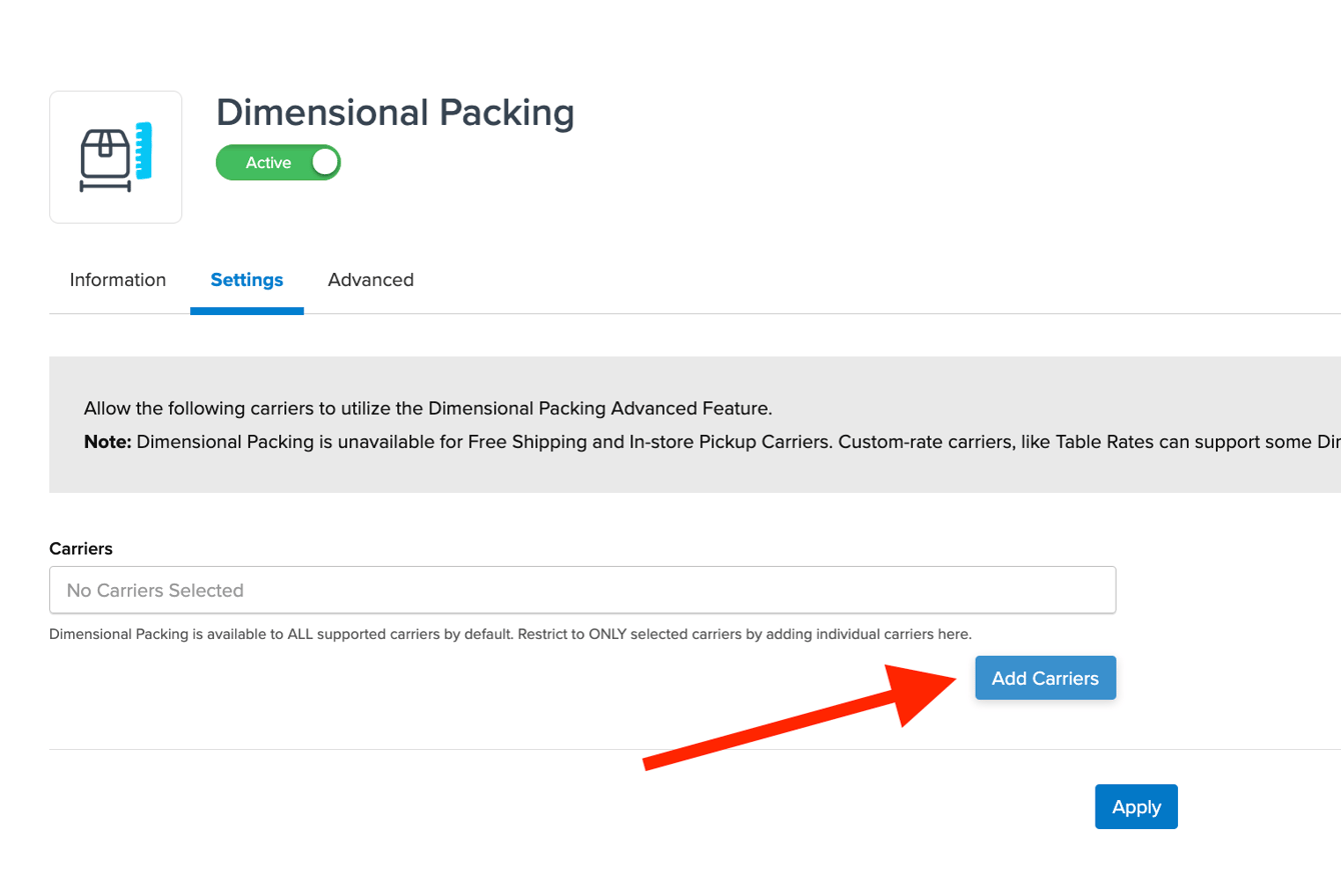 How to set up Dimensional Packing