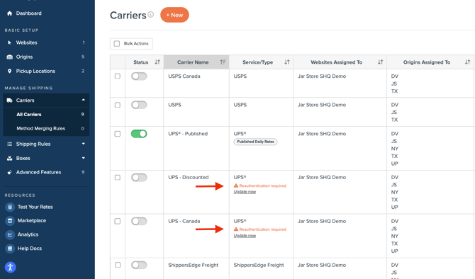 Reauthenticating Your UPS Account in ShipperHQ