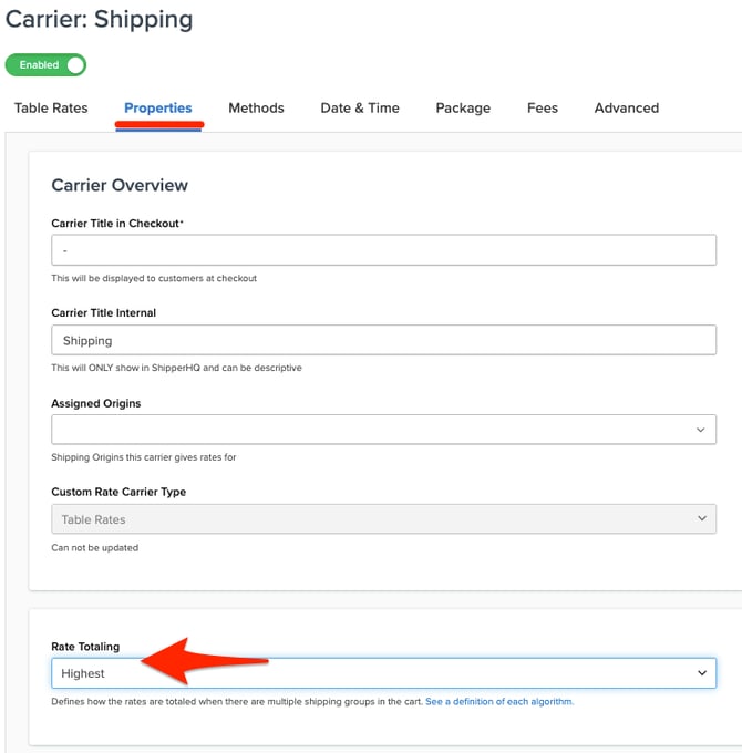 highest Rate Totaling