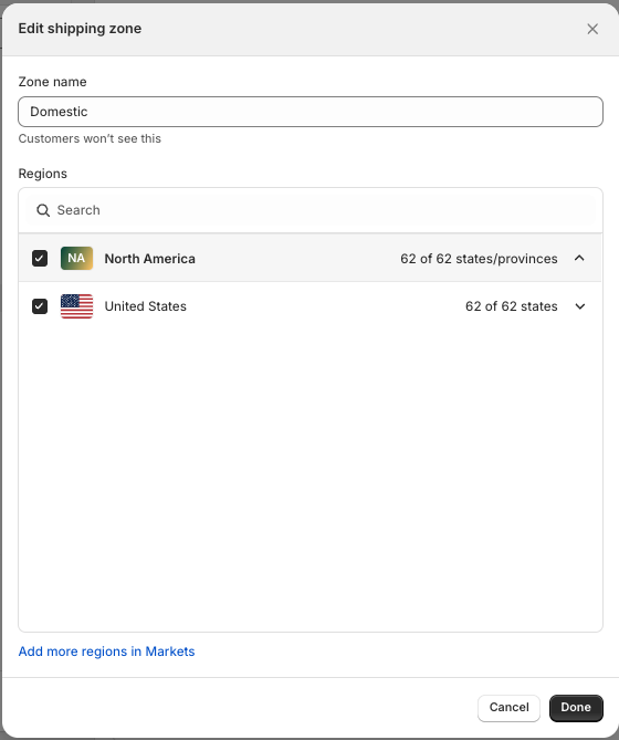 Shopify Shipping Zone