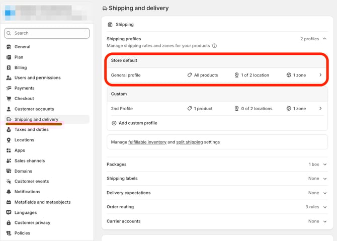 General Shipping Profile