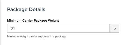 Minimum Carrier Package Weight