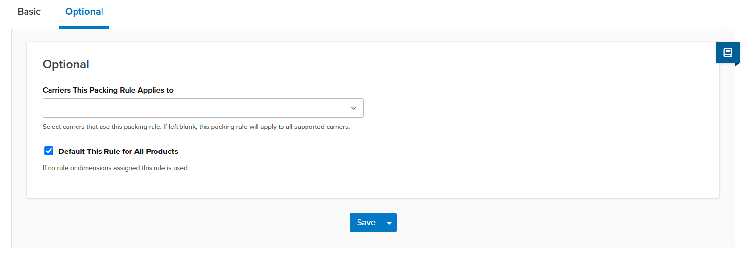 setting a packing rule as default