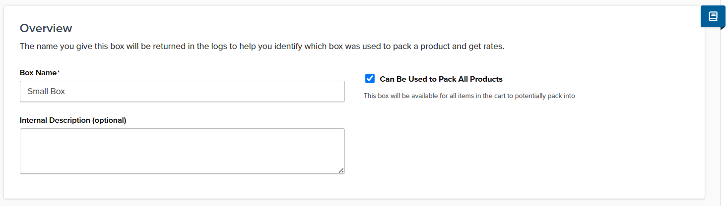can be used to pack all products setting for a box