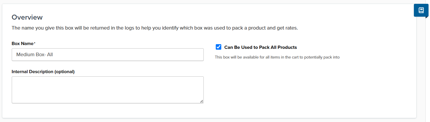 Enable setting to make a box available to pack all products