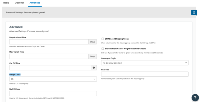 Set Freight Classes Using Shipping Groups