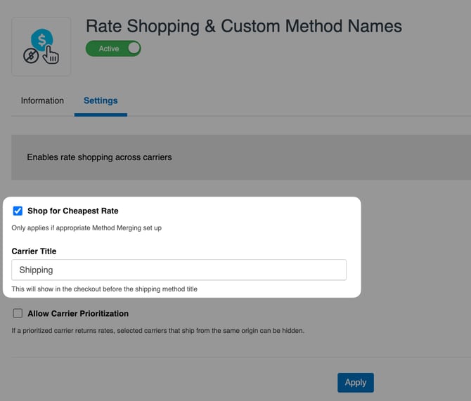 Enabling Rate Shopping