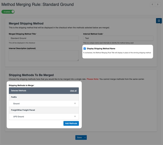 Rate Shop Merge Rule