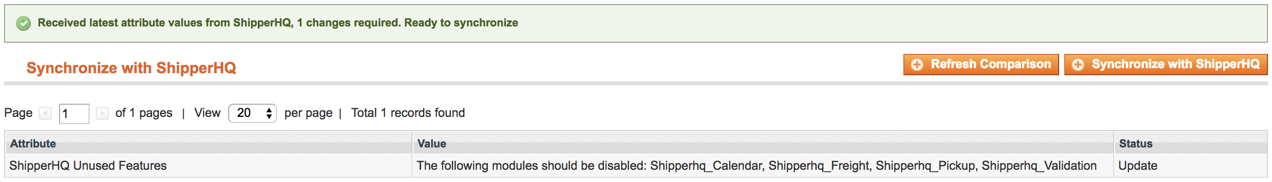 Modules to be disabled.