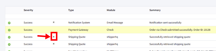 Location of + sign to view details of the shipping quote.