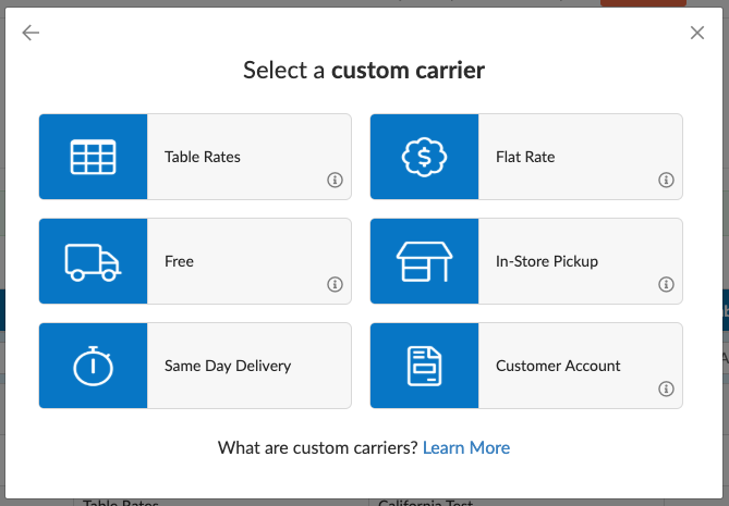 Select custom carrier type