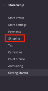 Location to find Shipping option under Store Setup on BigCommerce dashboard.