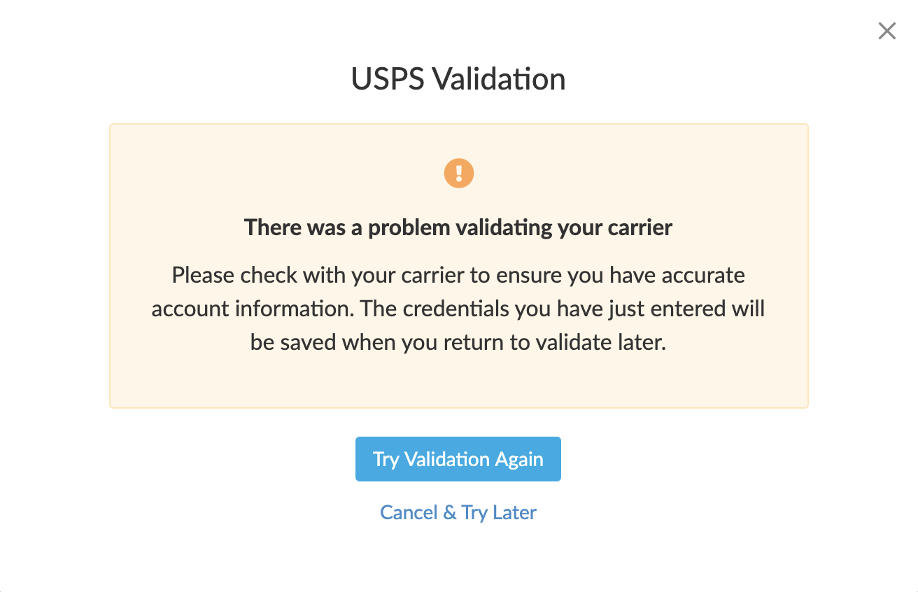 UPS Validation error in ShipperHQ Wrong account details entered