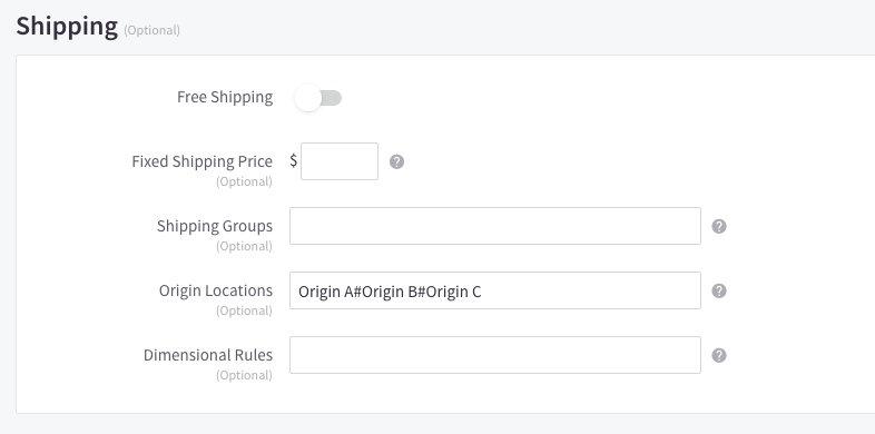 Example: Origin Locations assignment on Product in BigCommerce