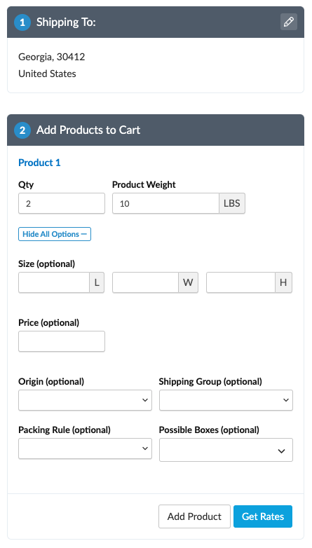 Example showing how to test the rates in dashboard.