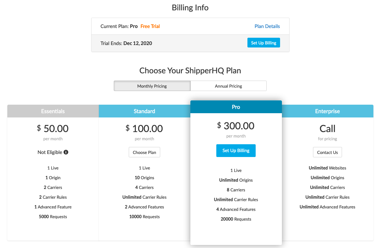 Setting Up Or Updating Billing Information In Shipperhq Shipperhq Docs