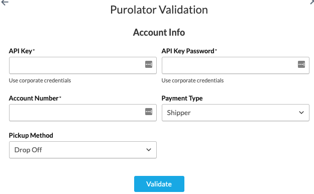 Enter your Purolator account details to enable this carrier