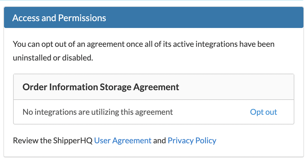 Shipping Insights Access and Permissions page