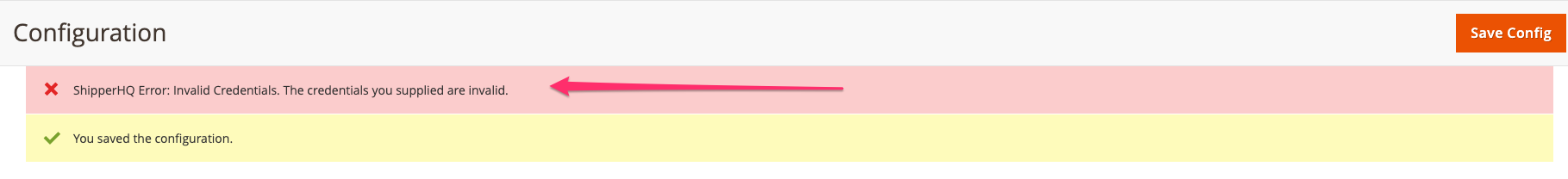 ShipperHQ Error: Invalid credentials. The credentials you supplied are invalid 