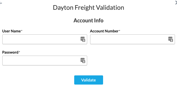 Enter your account details to use Dayton Freight LTL with ShipperHQ