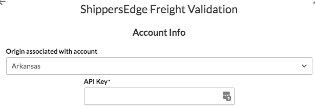 Enter your account details to use ShippersEdge LTL Freight with ShipperHQ