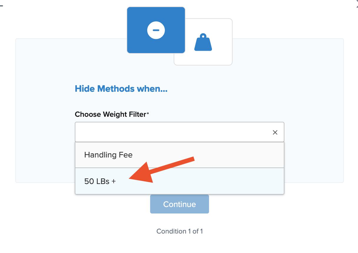 Example showing how to select an existing weight filter.