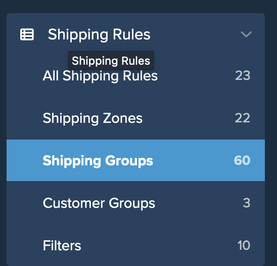 Shipping Groups linked under Shipping Rules
