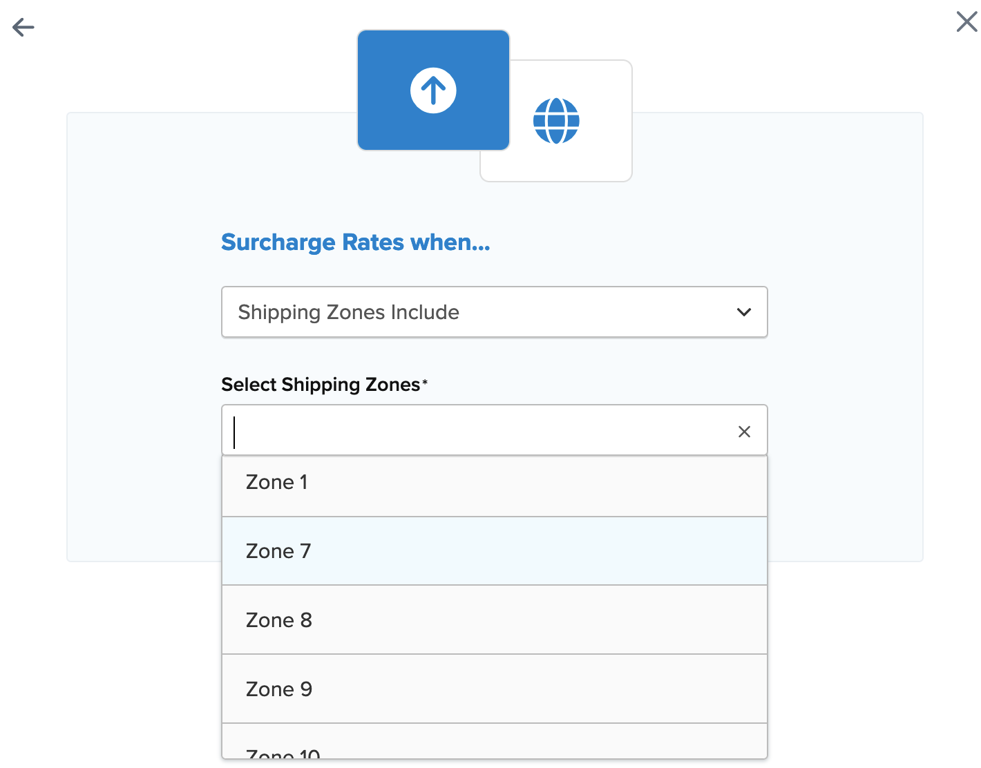 Location to select Shipping Zones to which the shipping rule will apply.