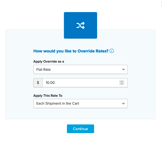 Example showing how to configure override rates to be applied on cart.