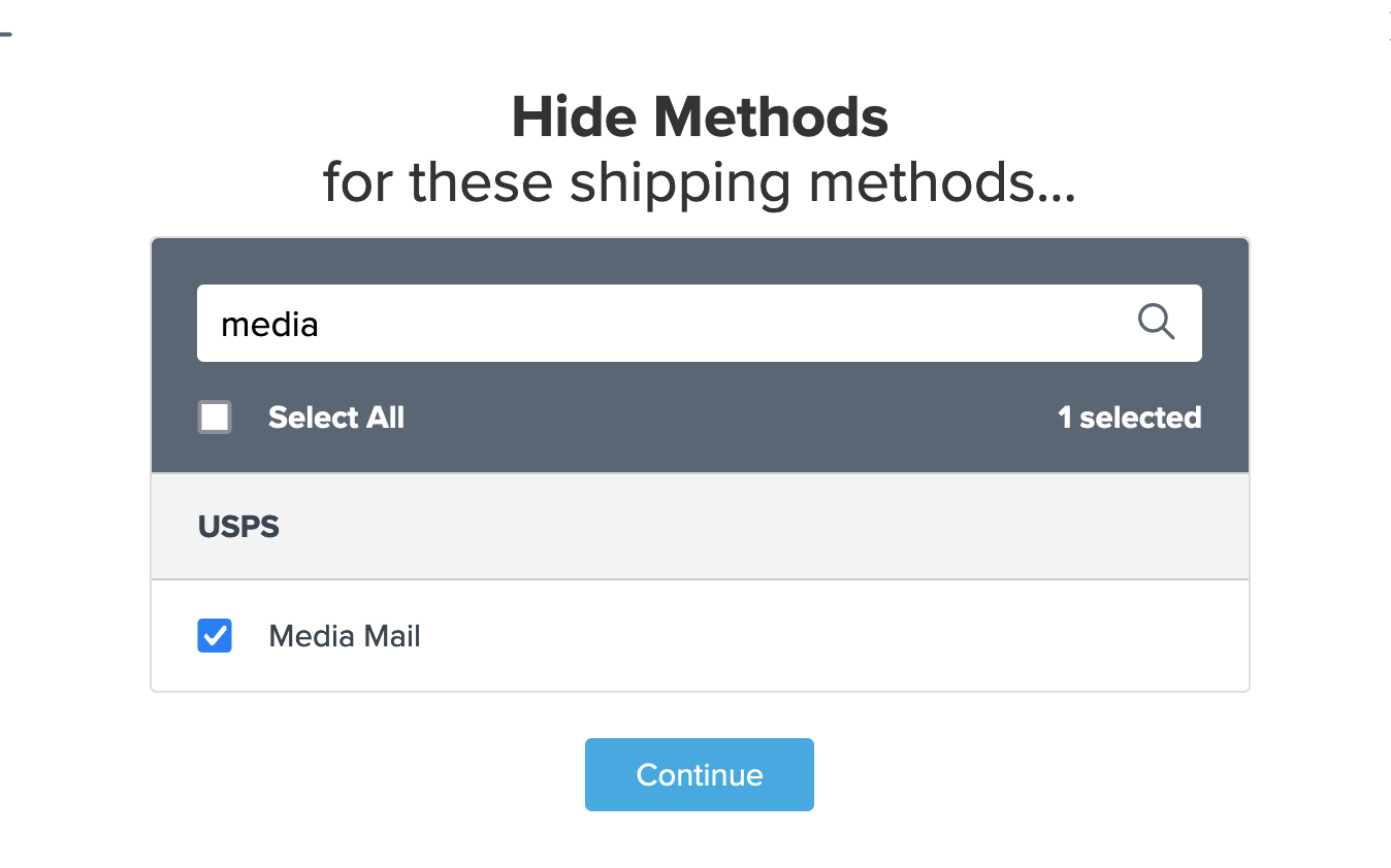 Select Media Mail to be hidden
