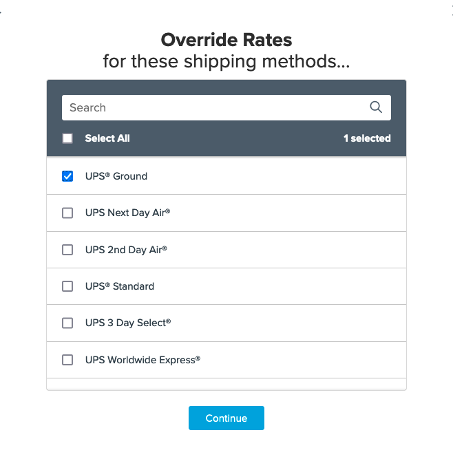 Example showing how to select shipping methods to which the rule will apply.