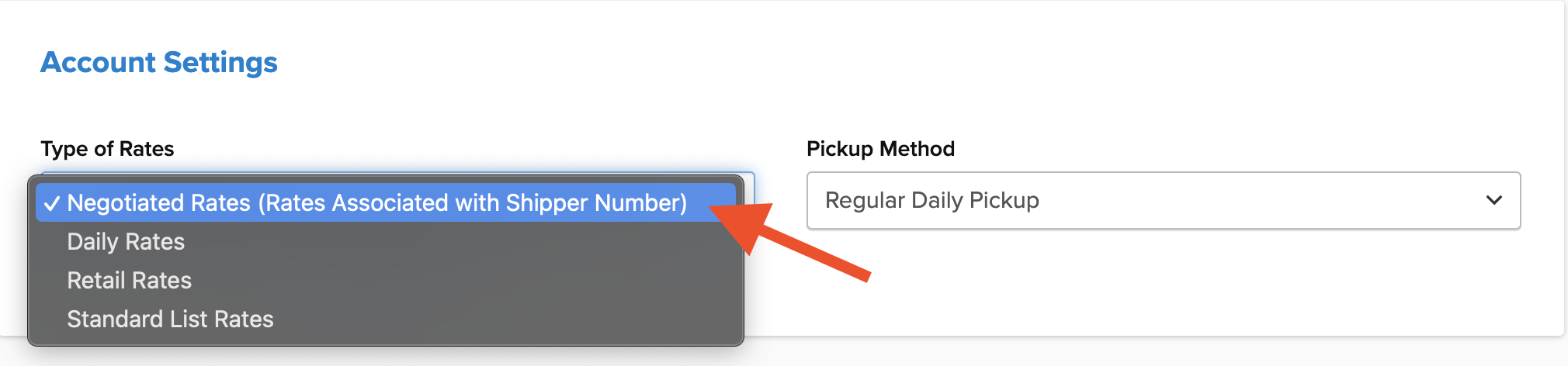 Setting to set Type of Rates to Negotiated Rates for SurePost.