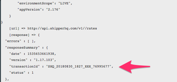 Location of Transaction ID in logs on Zoey backend.