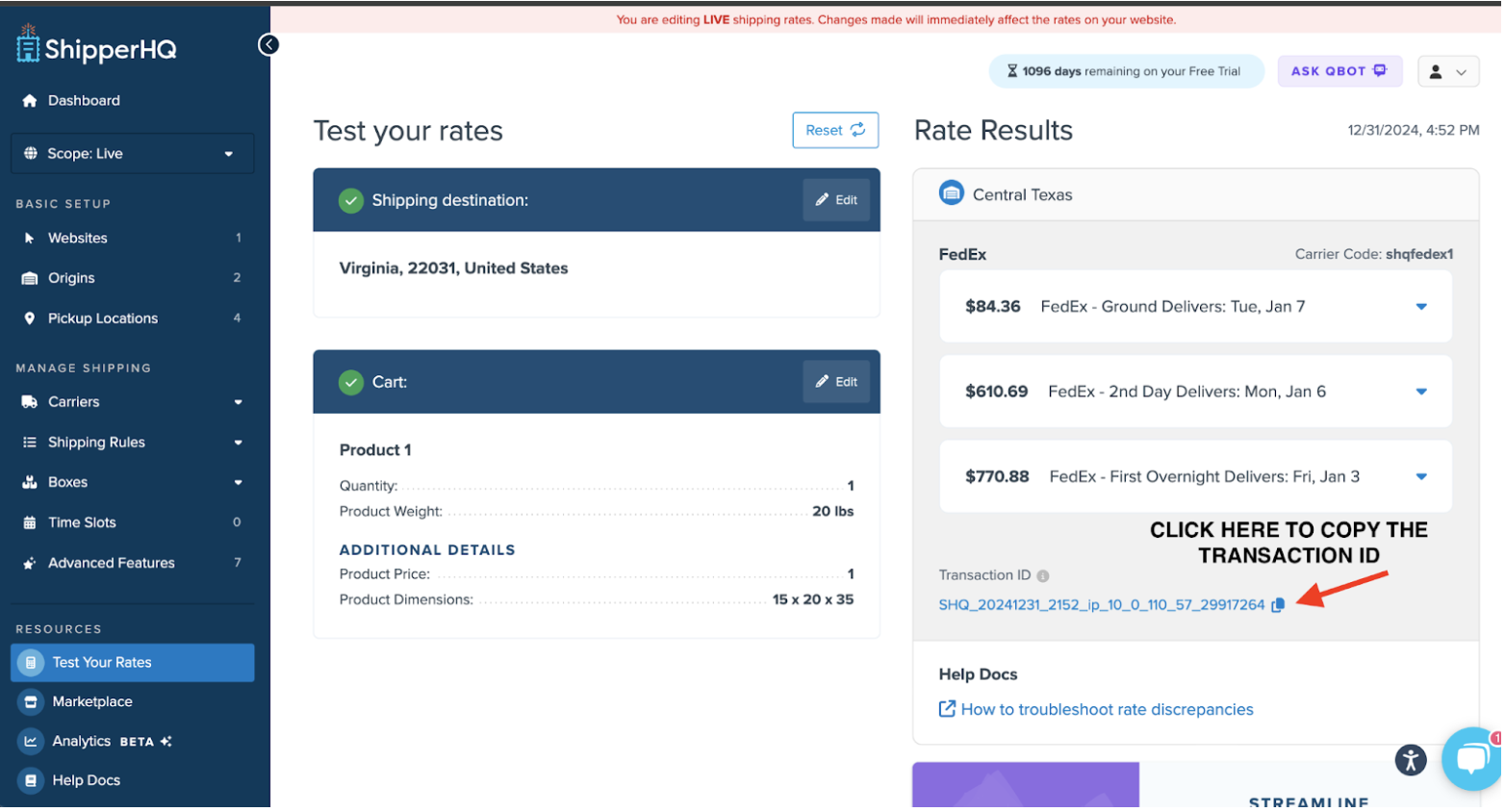 Once inside the Global Settings section, locate the Core System Settings to review weights and measures currently being used. Adjust these as needed using the corresponding drop-down menus to ensure they match the weights and measures being used in your eCommerce platform.